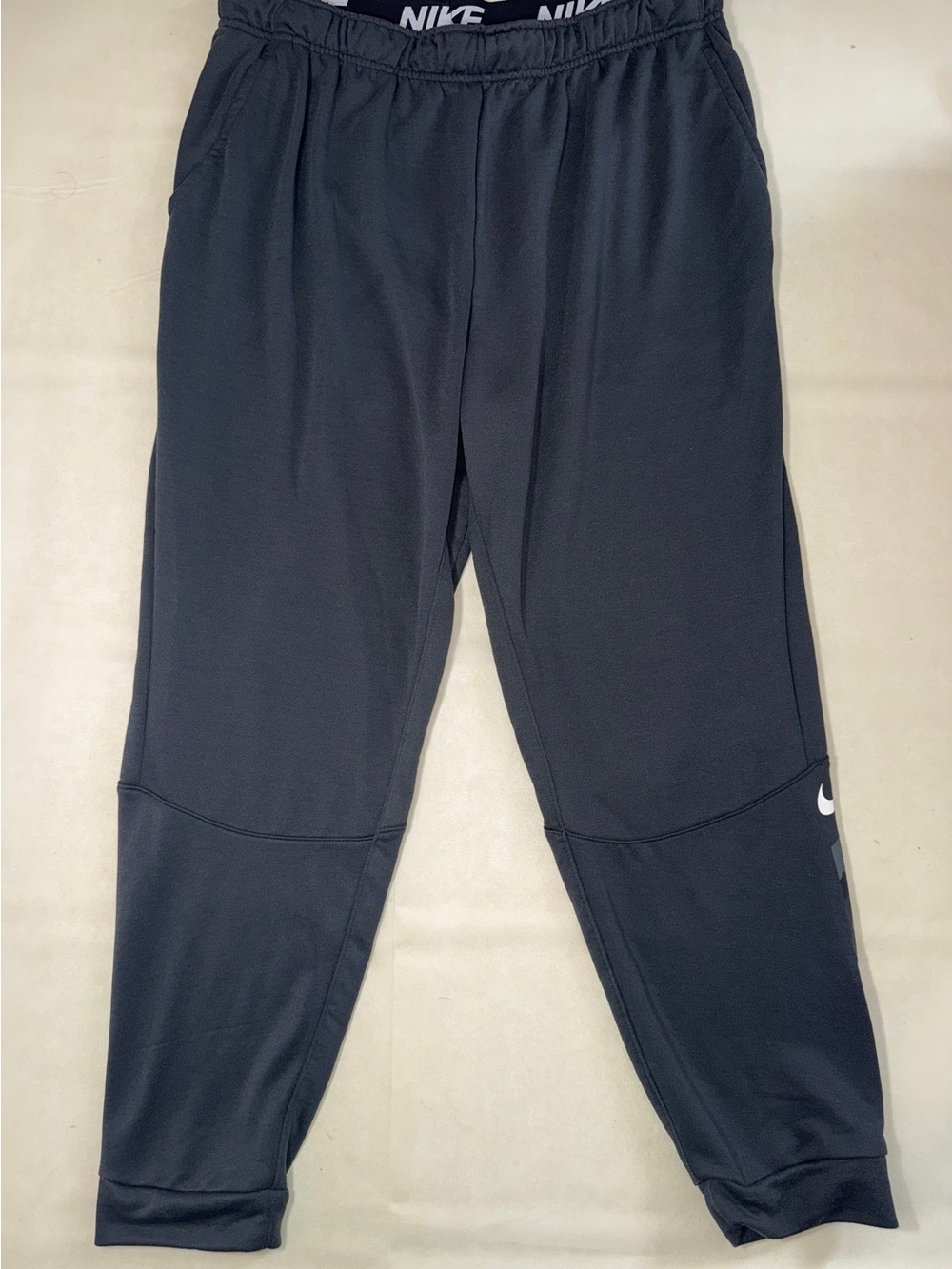 Nike Black Athletic Jogger Sweatpants with White Swoosh